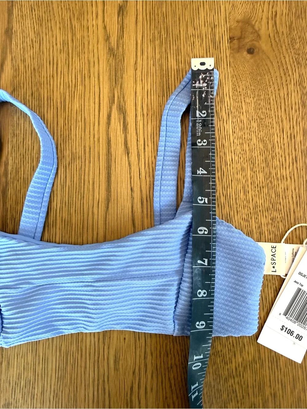 L*Space For Anthropology Jess Ribbed Bikini Top Light Blue Size XS NWT Swim